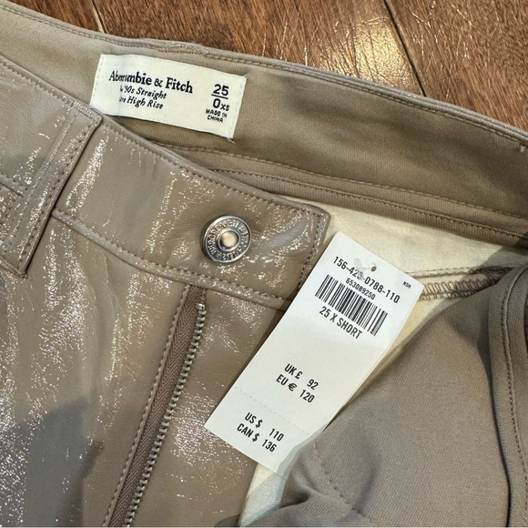 NWT Abercrombie 90s straight patent pants extra short 0 / 25 XS - Picture 3 of 4